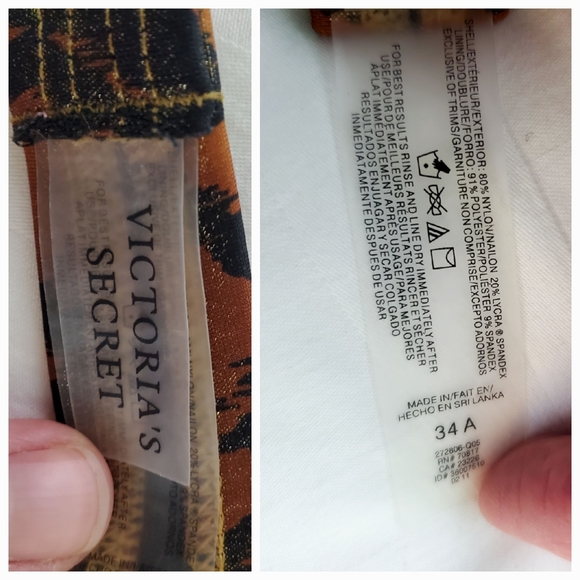 Victoria's Secret Swim Bombshell Tiger Print Shimmer Bikini Top & Bottom 34A XS - Picture 6 of 16